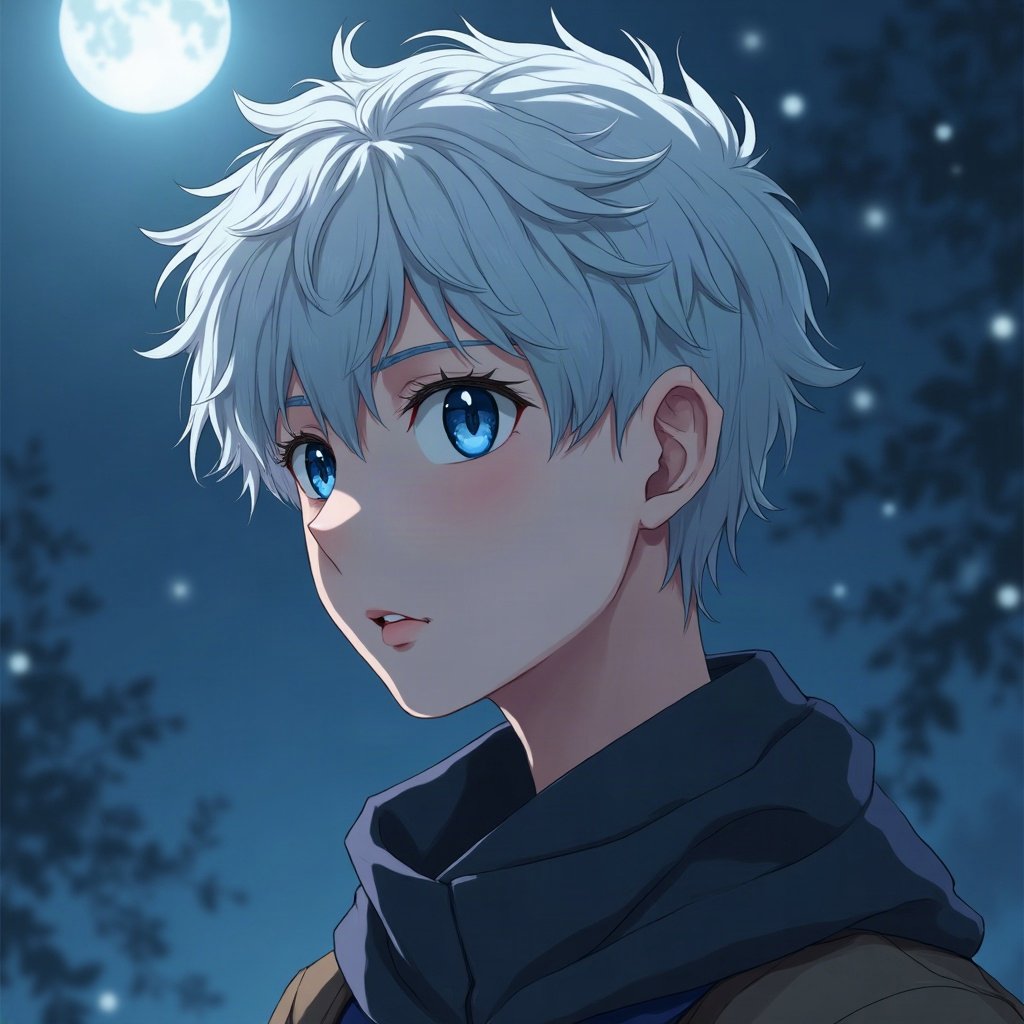 anime boy pfp — silver undercut, calm blue eyes, cold distant stare