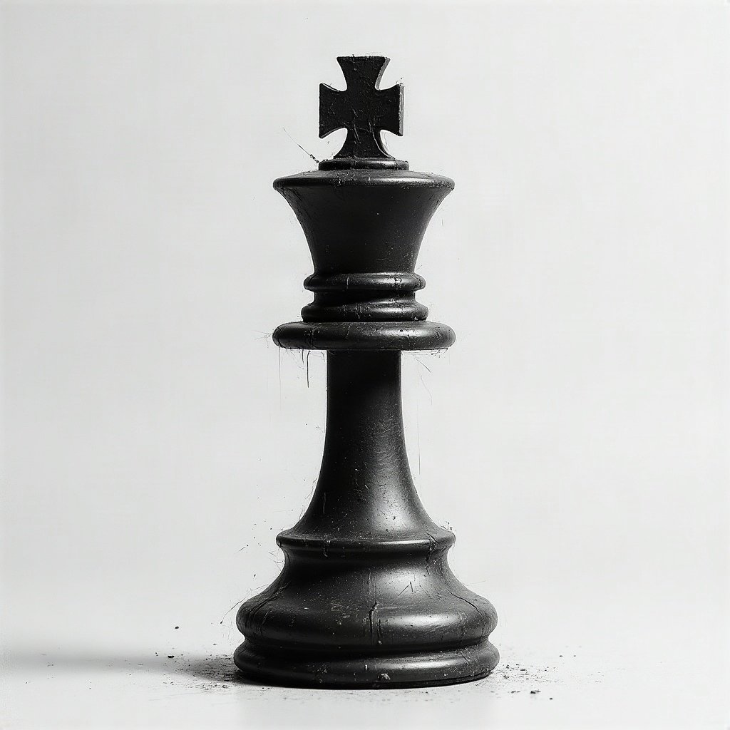 black and white pfp — chess piece macro, charcoal sketch texture, minimal