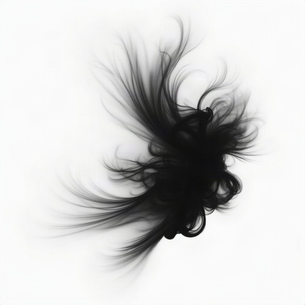 black and white pfp — abstract ink swirl, soft film grain monochrome, minimal