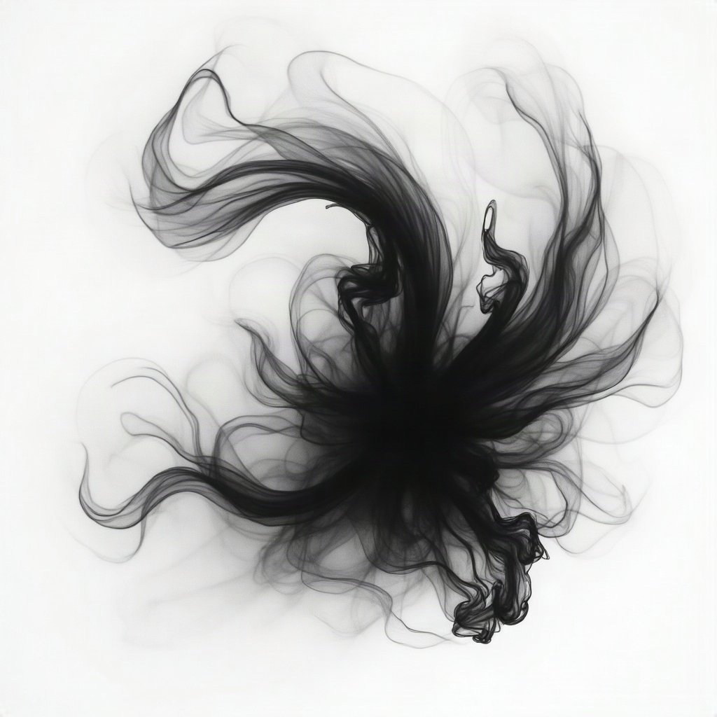 black and white pfp — abstract ink swirl, soft film grain monochrome, dramatic