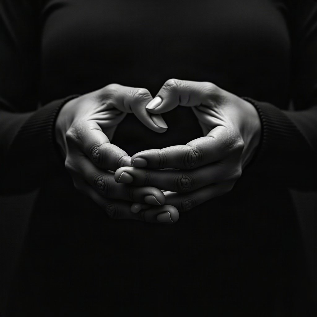 black and white pfp — hands almost touching, soft film grain monochrome, cinematic