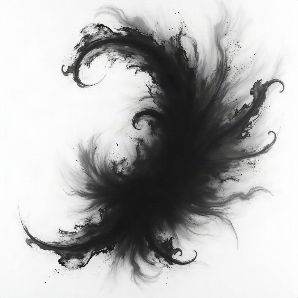 black and white pfp — abstract ink swirl, charcoal sketch texture, cinematic