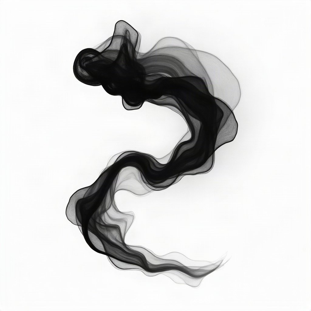 black and white pfp — abstract ink swirl, high-key white background, minimal