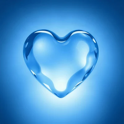 blue pfp — glass heart, dreamy digital painting, soft glow