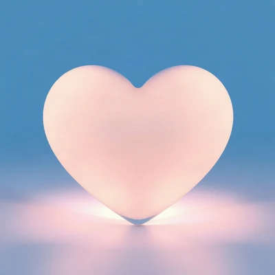 blue pfp — glass heart, soft 3d render, soft glow
