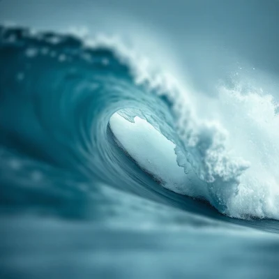 blue pfp — crashing wave curl, dreamy digital painting, gentle bokeh