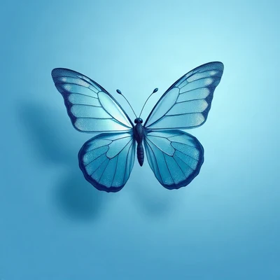 blue pfp — butterfly, soft 3d render, subtle sparkle
