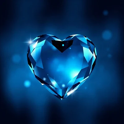 blue pfp — glass heart, dreamy digital painting, subtle sparkle