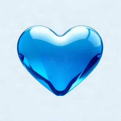 blue pfp — glass heart, soft 3d render, subtle sparkle