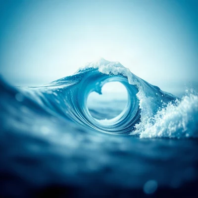 blue pfp — crashing wave curl, soft 3d render, gentle bokeh