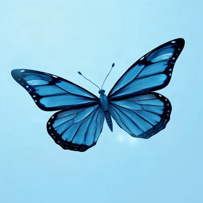 blue pfp — butterfly, soft 3d render, soft glow