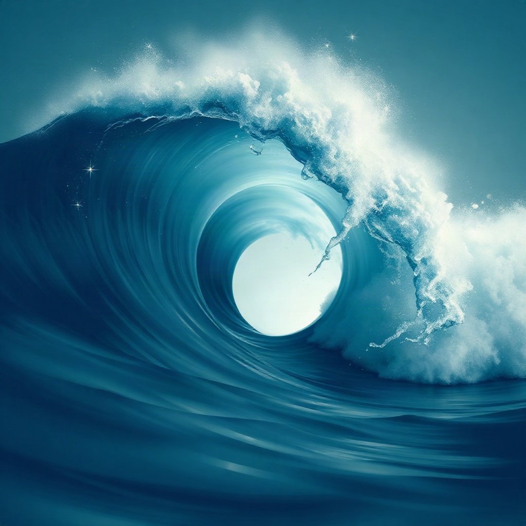 Blue PFPs — crashing wave curl, dreamy digital painting, subtle sparkle