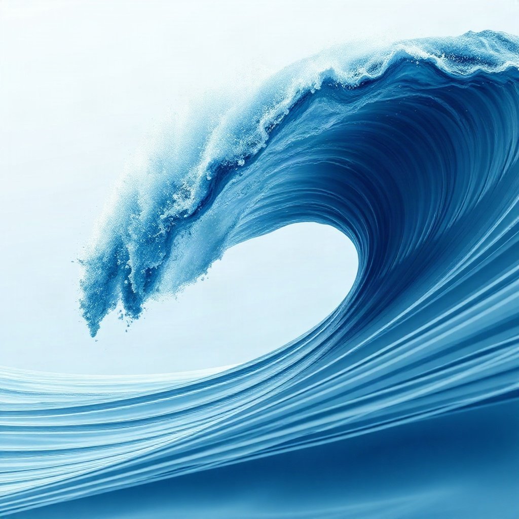Blue PFPs — crashing wave curl, soft 3d render, subtle sparkle