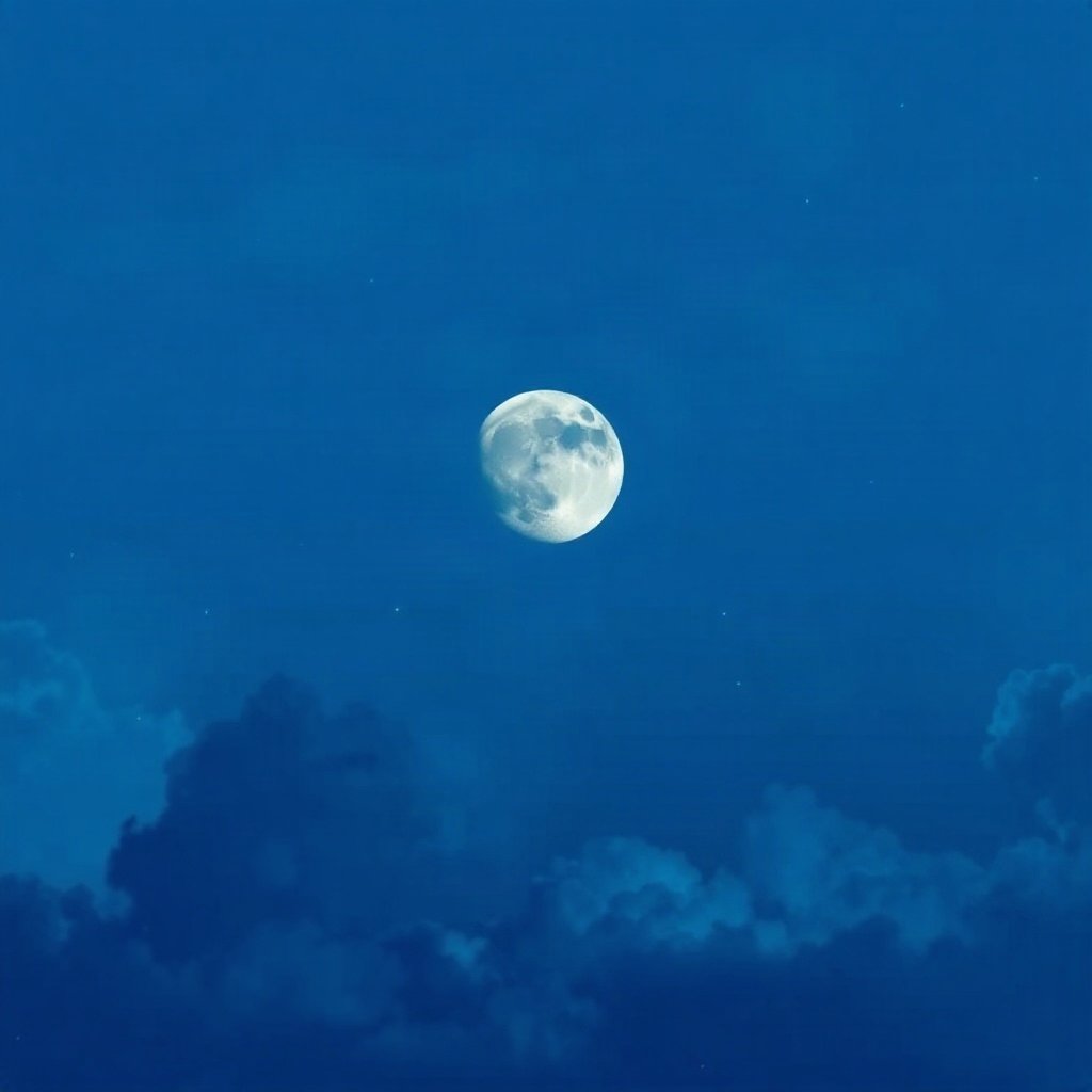 Blue PFPs — full moon in clouds, cinematic photo style, subtle sparkle