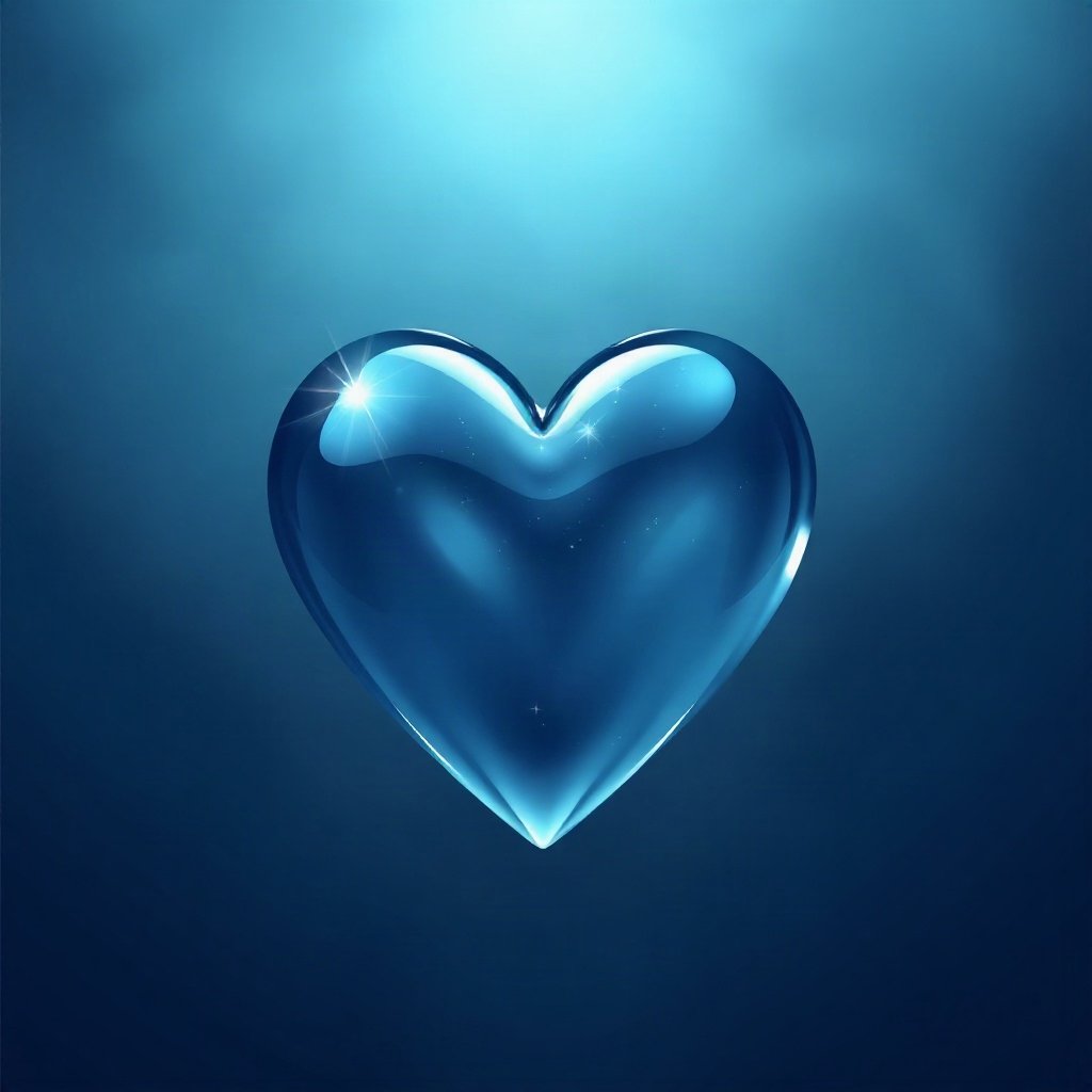 Blue PFPs — glass heart, dreamy digital painting, soft glow
