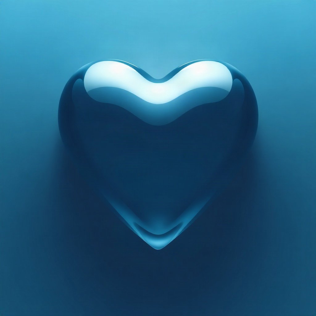 Blue PFPs — glass heart, dreamy digital painting, soft glow