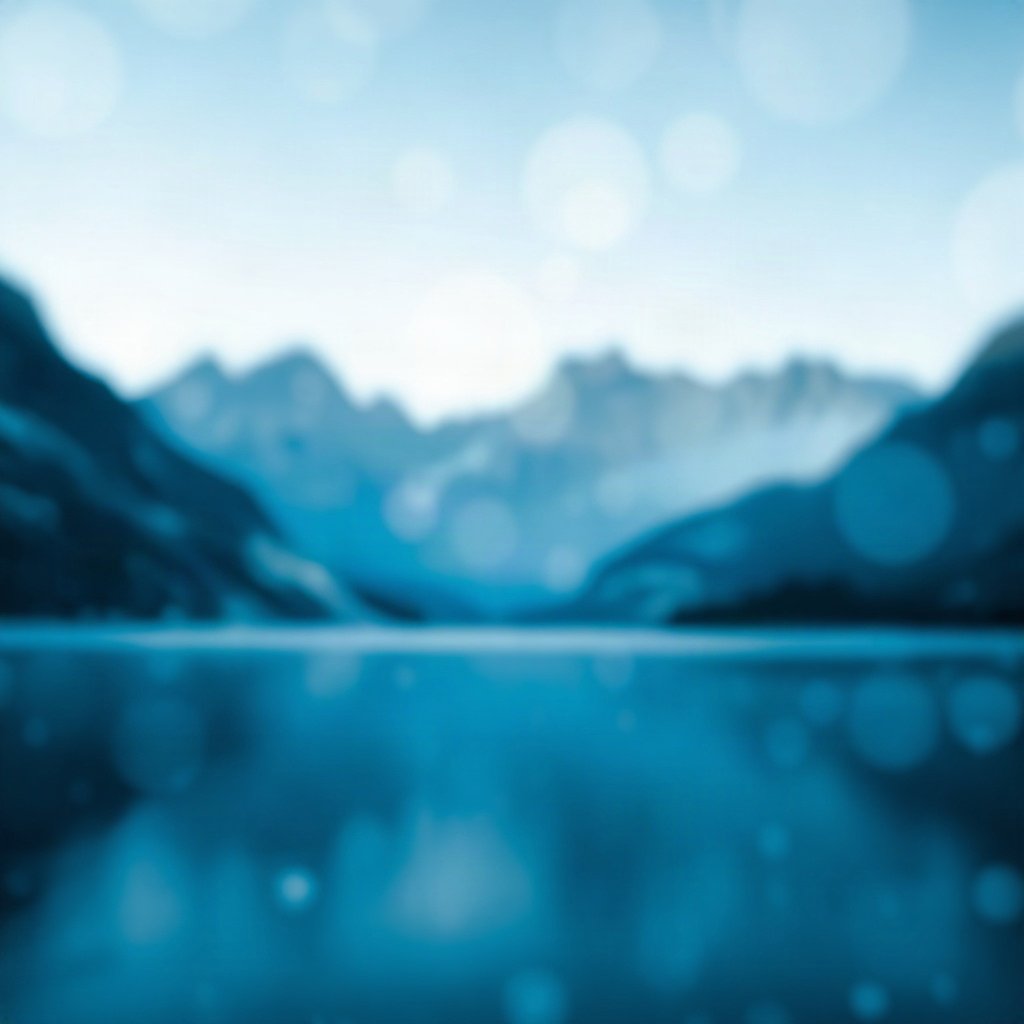 Blue PFPs — mountain lake scene, dreamy digital painting, gentle bokeh