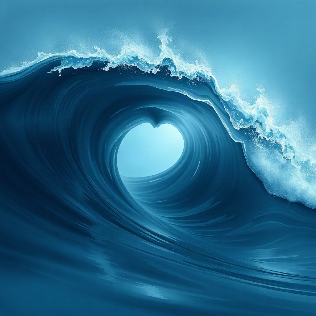 Blue PFPs — crashing wave curl, dreamy digital painting, soft glow
