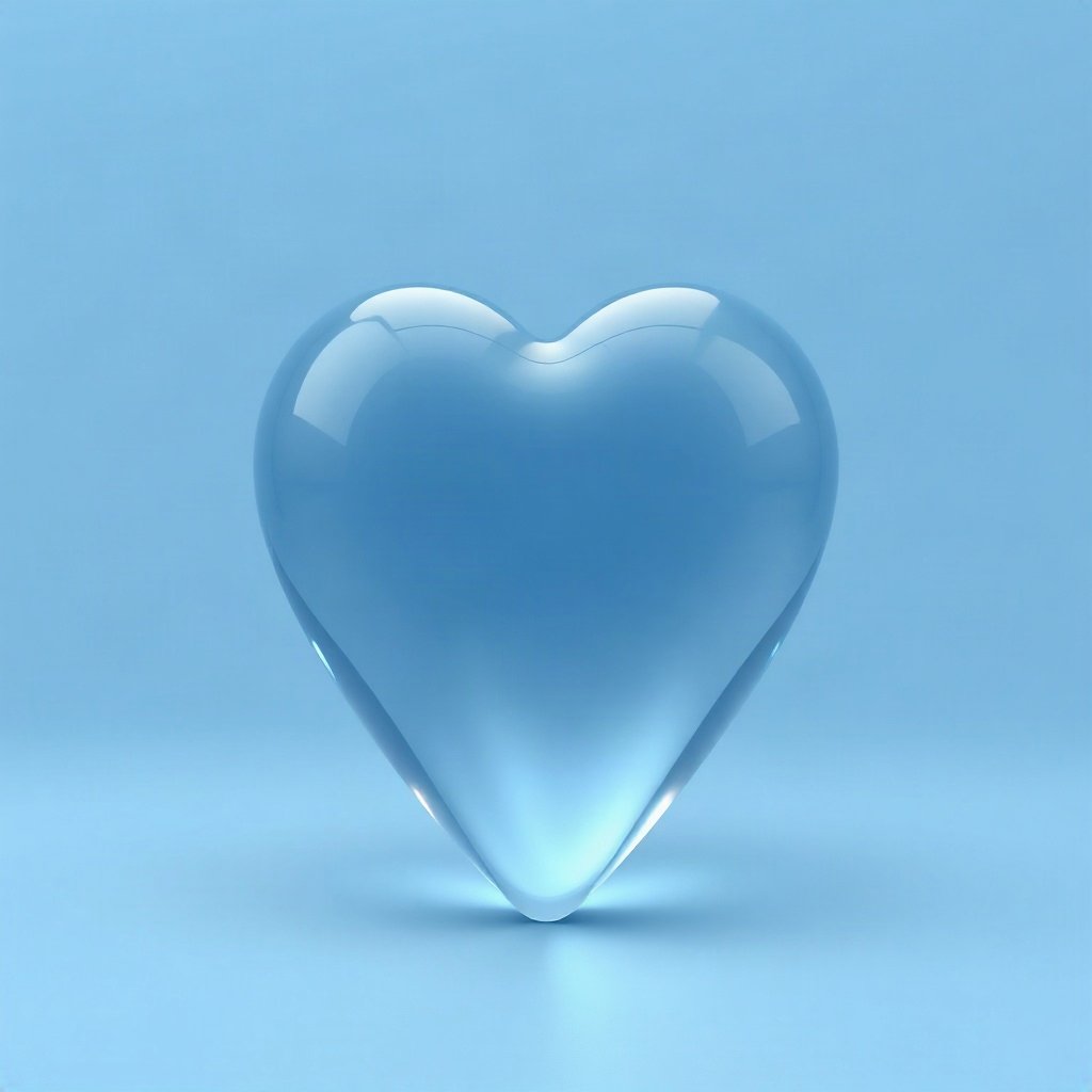 Blue PFPs — glass heart, soft 3d render, soft glow