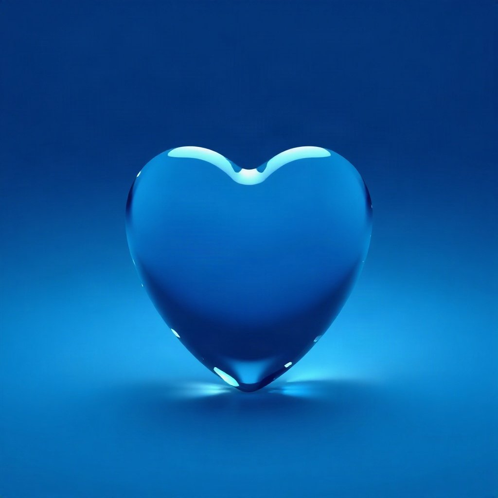 Blue PFPs — glass heart, soft 3d render, subtle sparkle