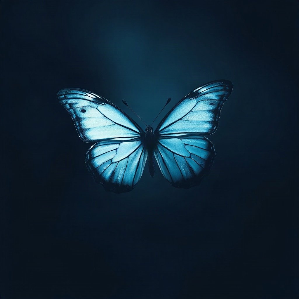 Blue PFPs — butterfly, cinematic photo style, soft glow