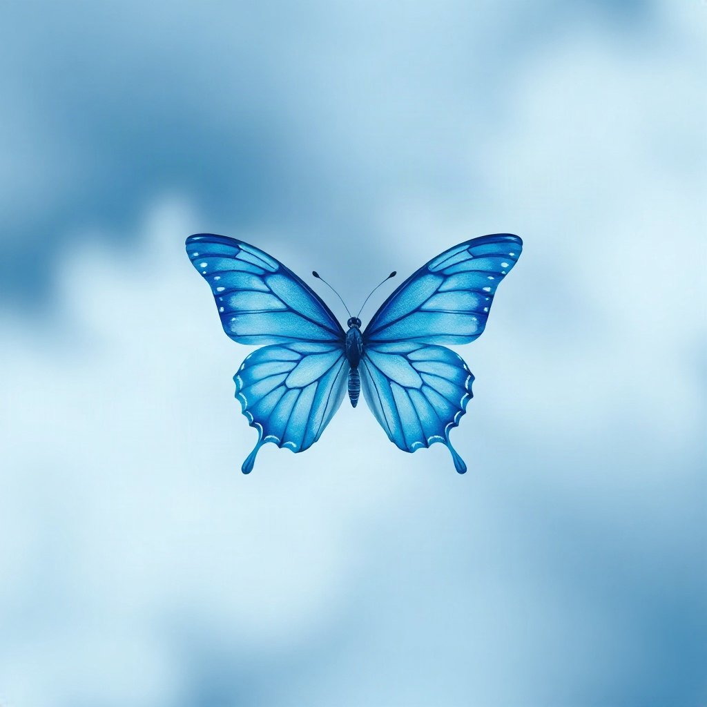Blue PFPs — butterfly, soft 3d render, misty atmosphere