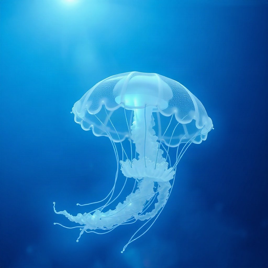 Blue PFPs — jellyfish glow, soft 3d render, misty atmosphere