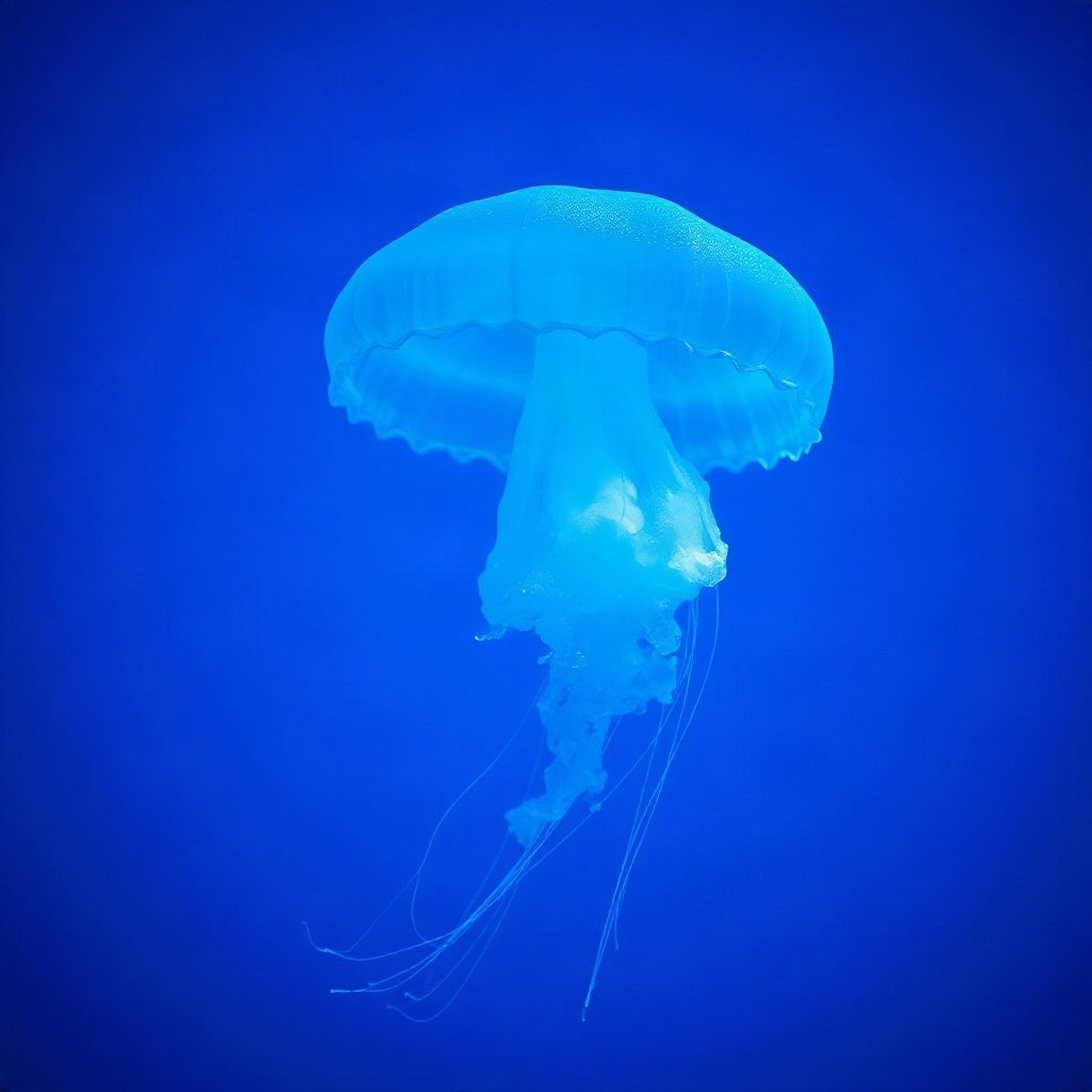 Blue PFPs — jellyfish glow, cinematic photo style, subtle sparkle