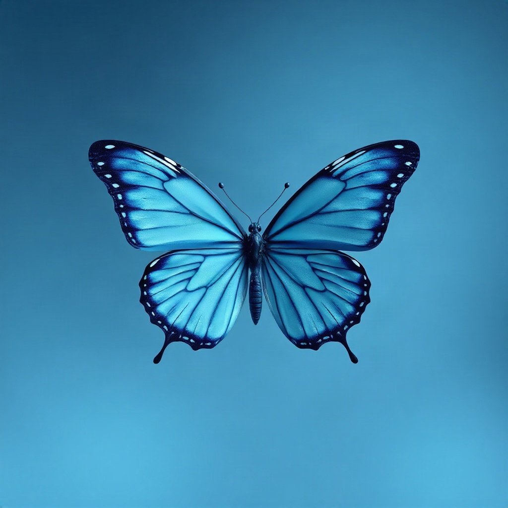 Blue PFPs — butterfly, soft 3d render, subtle sparkle