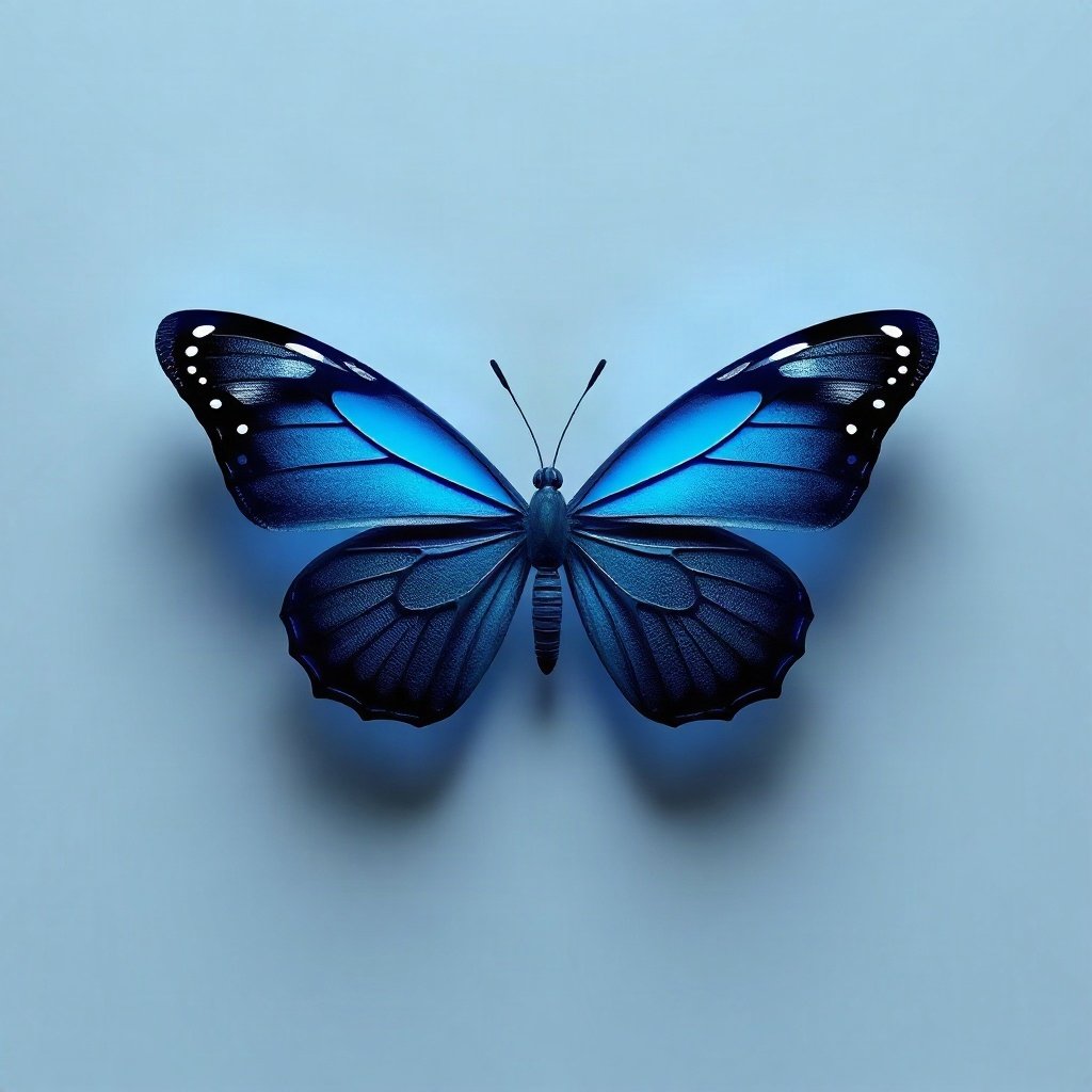 Blue PFPs — butterfly, soft 3d render, soft glow