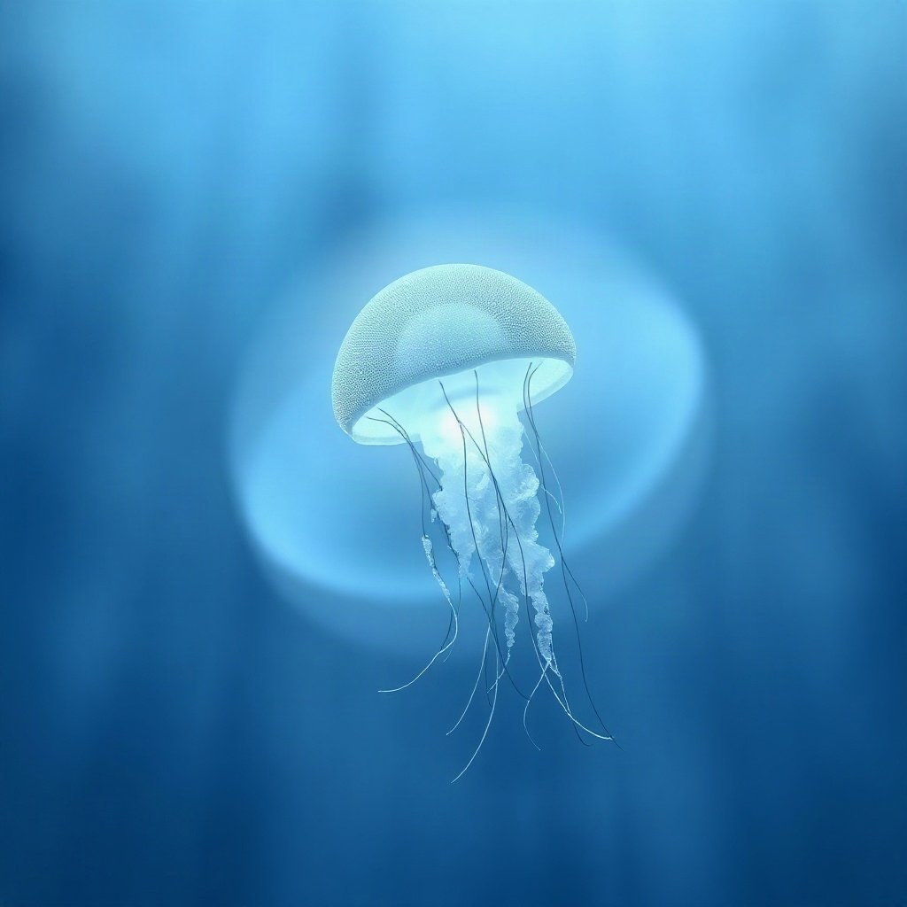 Blue PFPs — jellyfish glow, soft 3d render, misty atmosphere