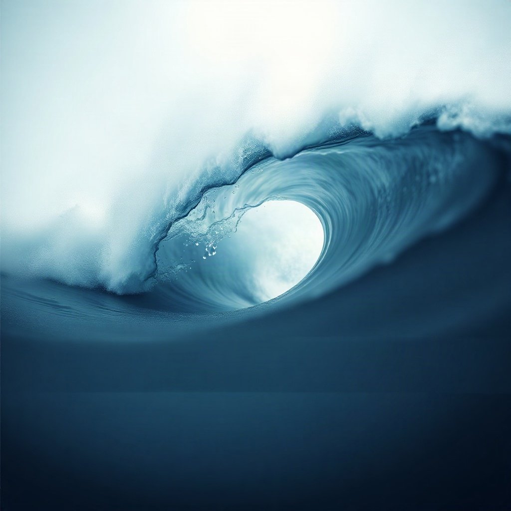 Blue PFPs — crashing wave curl, dreamy digital painting, soft glow
