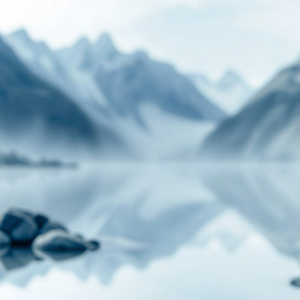 Blue PFPs — mountain lake scene, soft 3d render, gentle bokeh