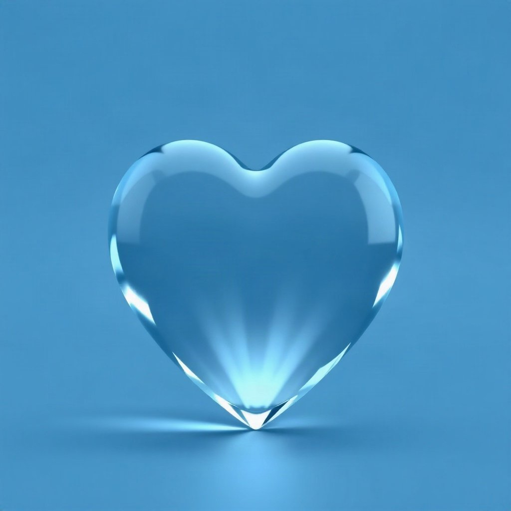 Blue PFPs — glass heart, soft 3d render, misty atmosphere