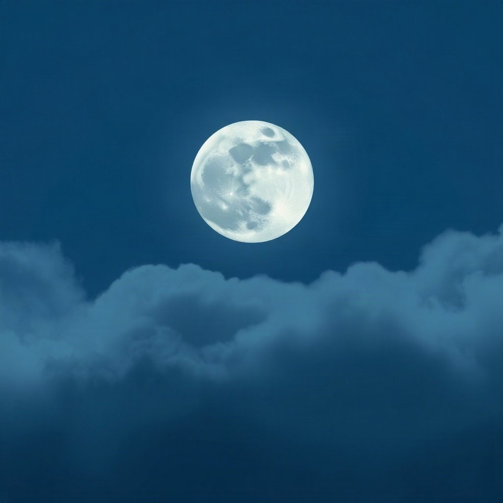 Blue PFPs — full moon in clouds, cinematic photo style, misty atmosphere