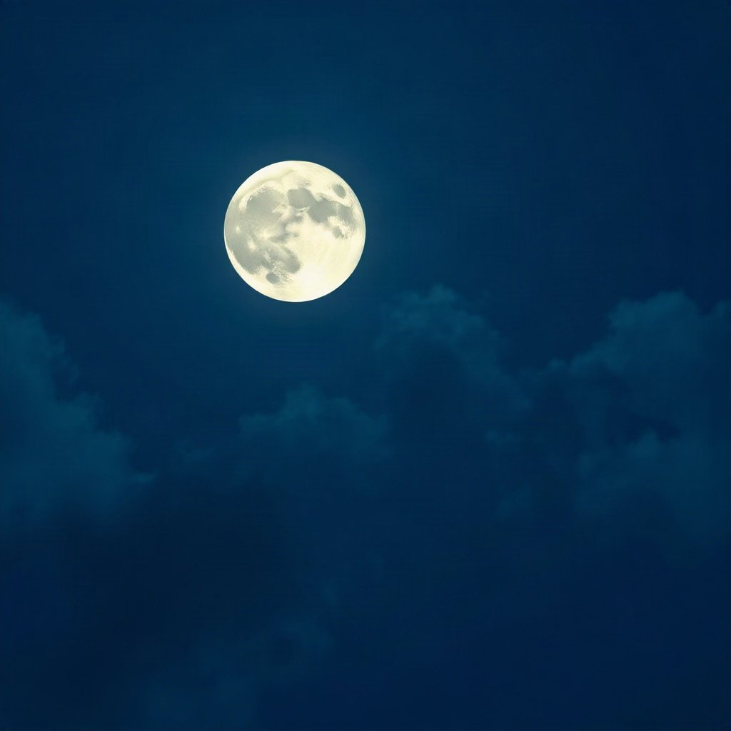 Blue PFPs — full moon in clouds, cinematic photo style, subtle sparkle