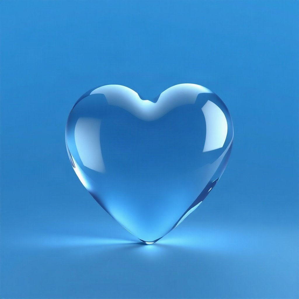 Blue PFPs — glass heart, soft 3d render, soft glow