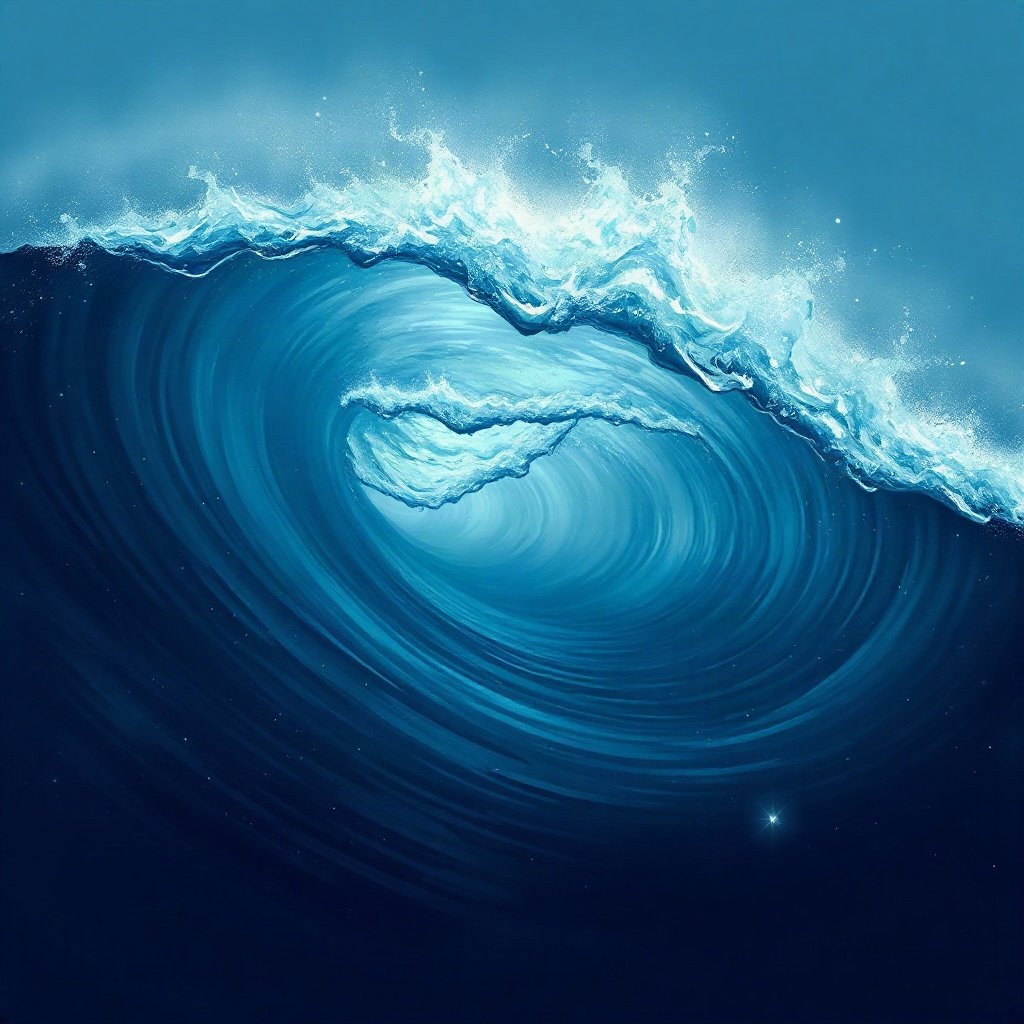 Blue PFPs — crashing wave curl, dreamy digital painting, subtle sparkle