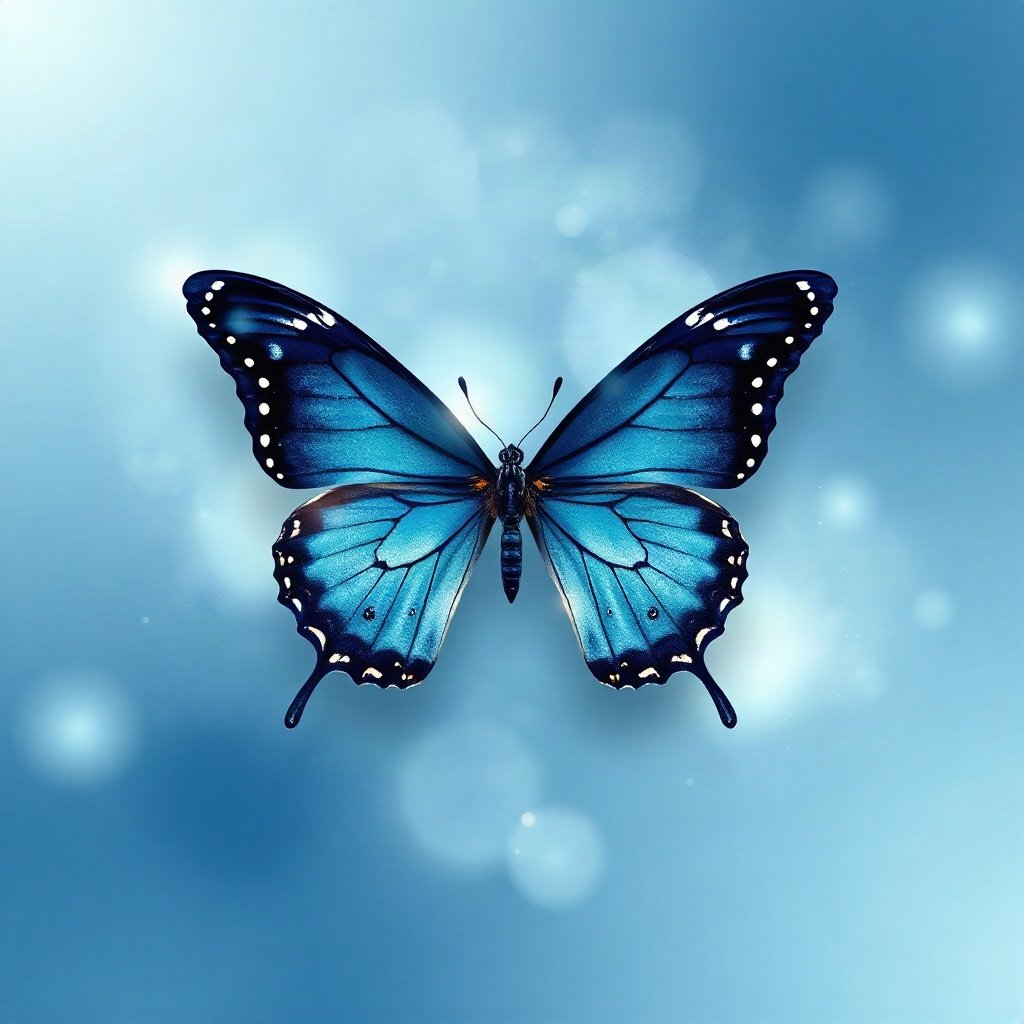 Blue PFPs — butterfly, dreamy digital painting, soft glow