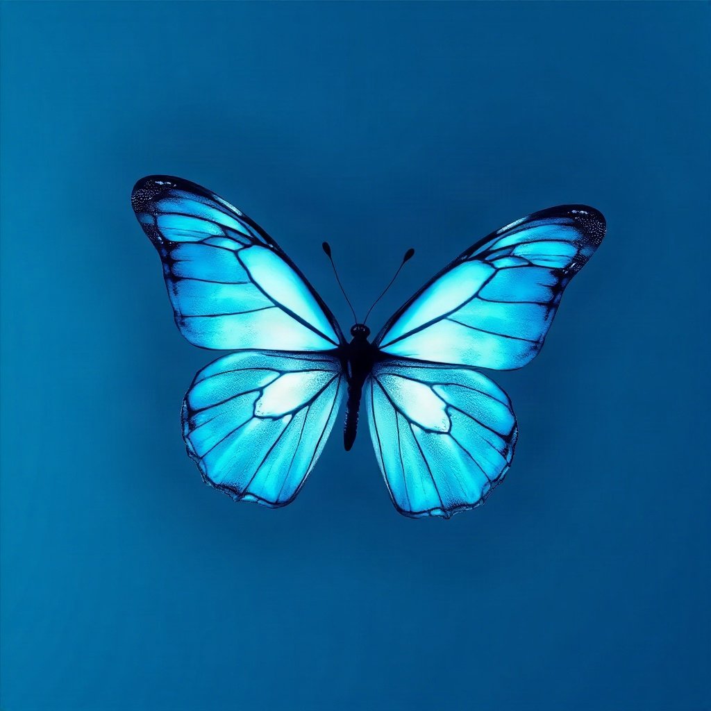 Blue PFPs — butterfly, soft 3d render, soft glow