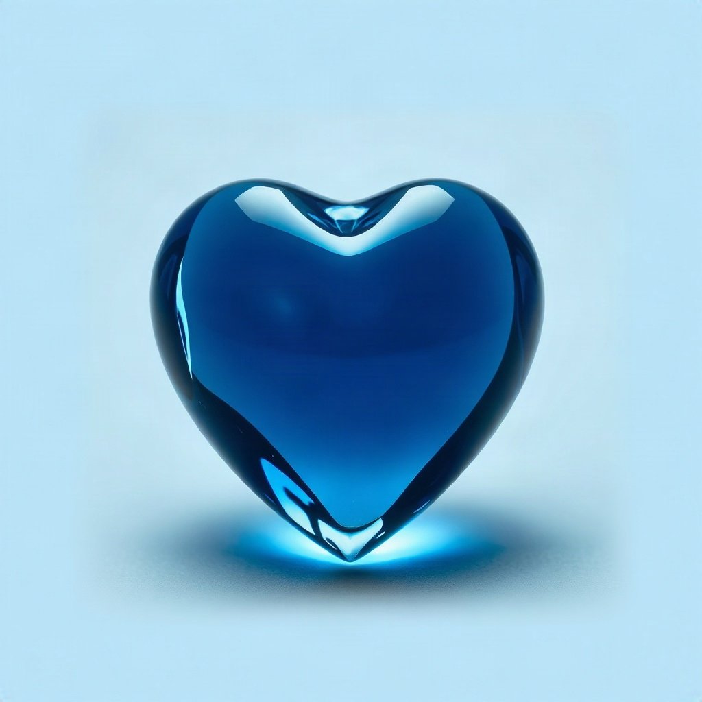 Blue PFPs — glass heart, cinematic photo style, soft glow