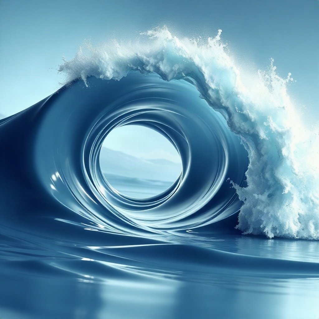 Blue PFPs — crashing wave curl, soft 3d render, soft glow
