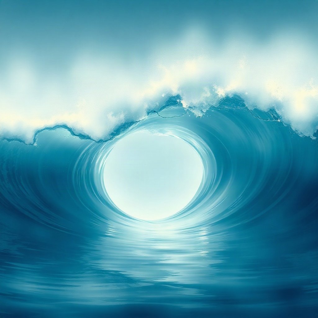 Blue PFPs — crashing wave curl, dreamy digital painting, soft glow