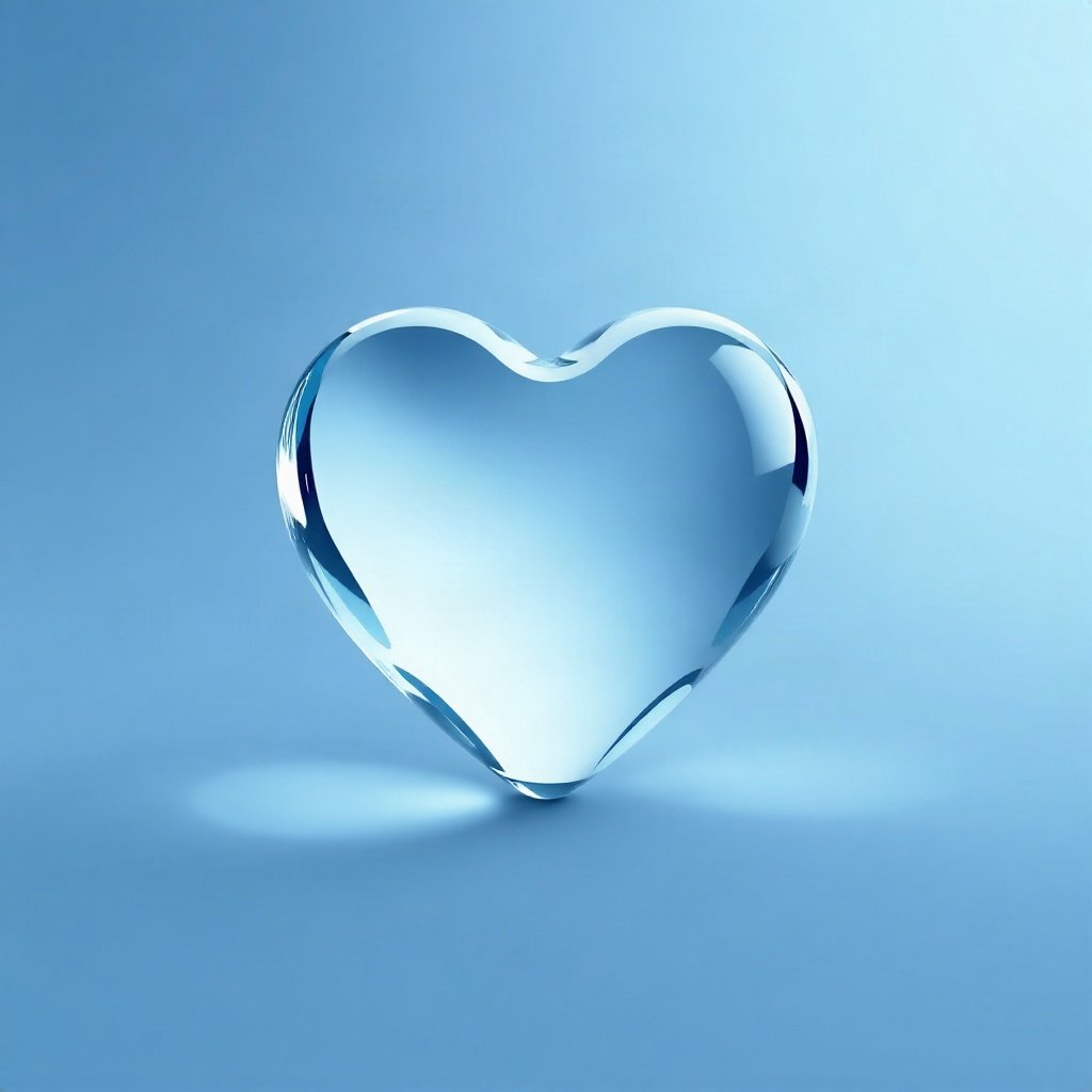 Blue PFPs — glass heart, soft 3d render, subtle sparkle