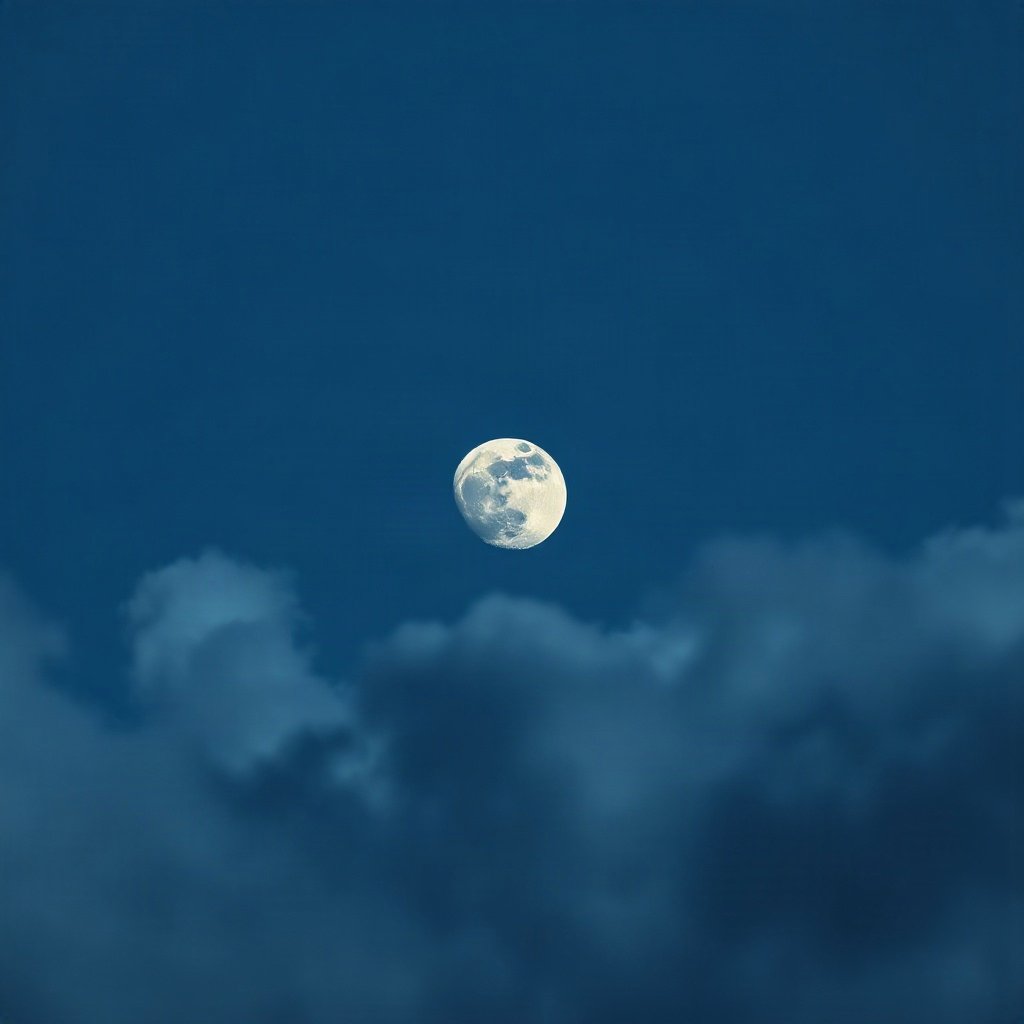 Blue PFPs — full moon in clouds, cinematic photo style, misty atmosphere