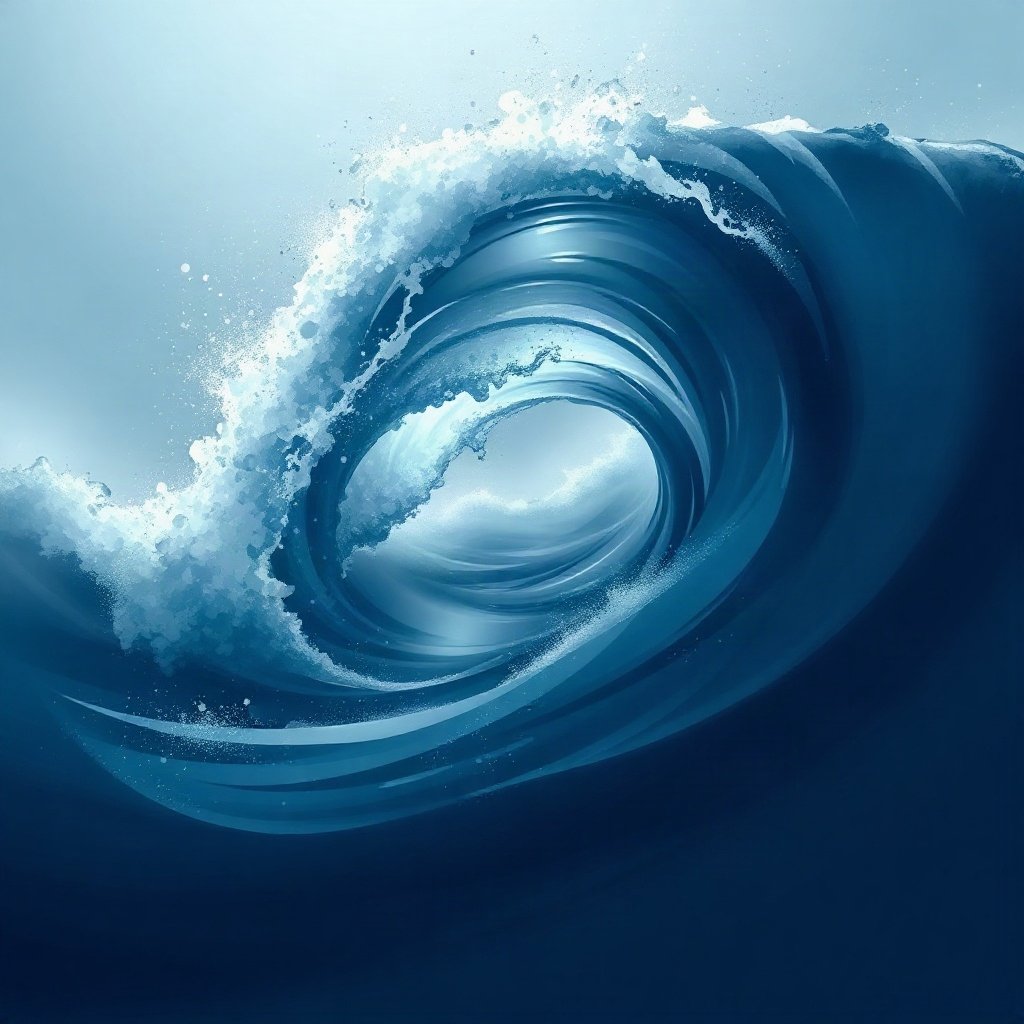 Blue PFPs — crashing wave curl, dreamy digital painting, subtle sparkle