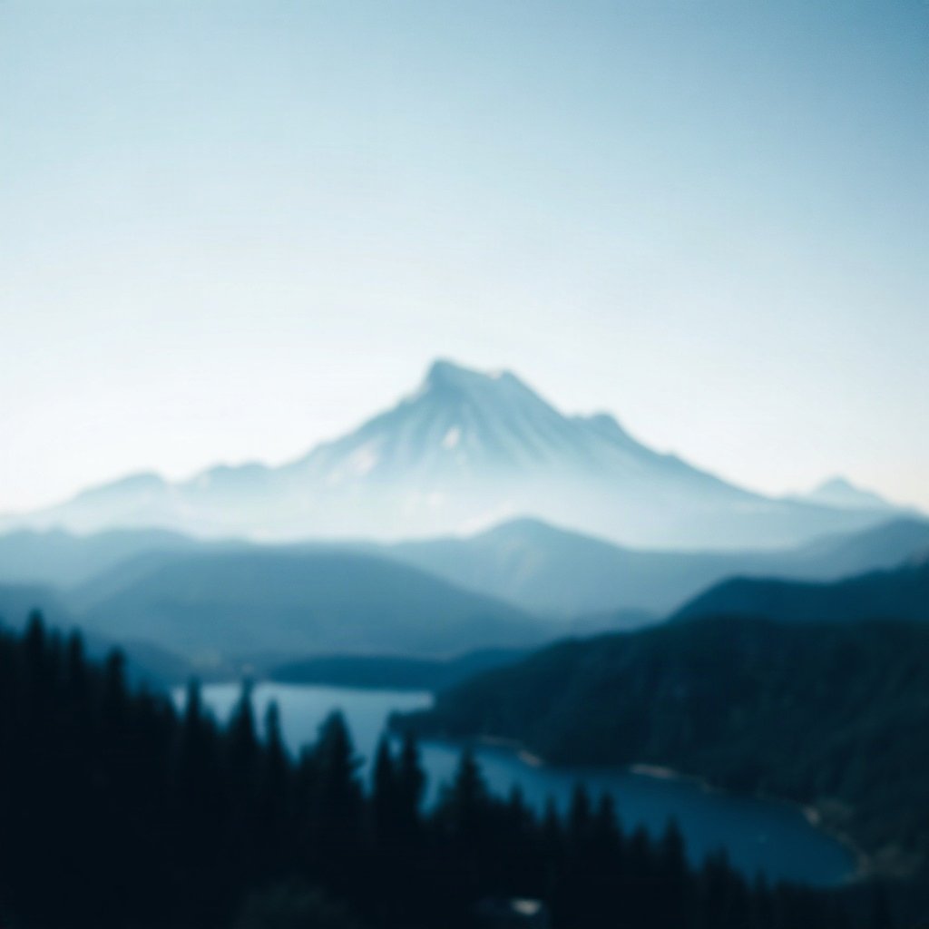 Blue PFPs — mountain lake scene, cinematic photo style, gentle bokeh