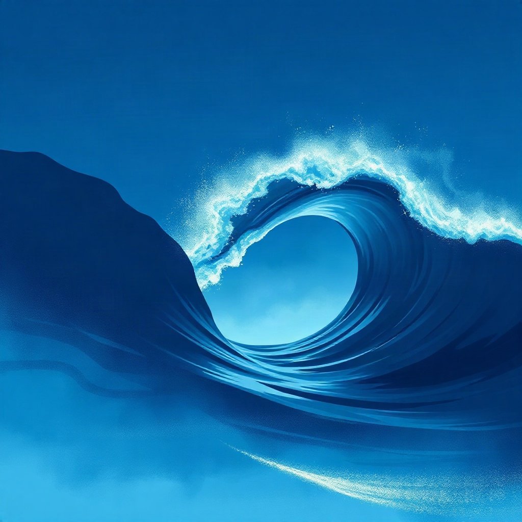 Blue PFPs — crashing wave curl, dreamy digital painting, subtle sparkle