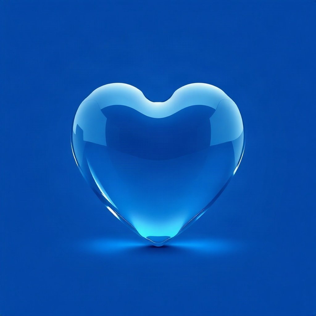Blue PFPs — glass heart, soft 3d render, soft glow