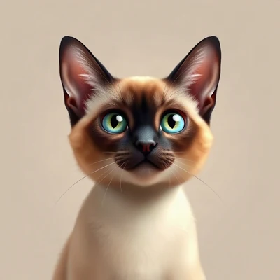 cat pfp — siamese cat, soft 3d render style